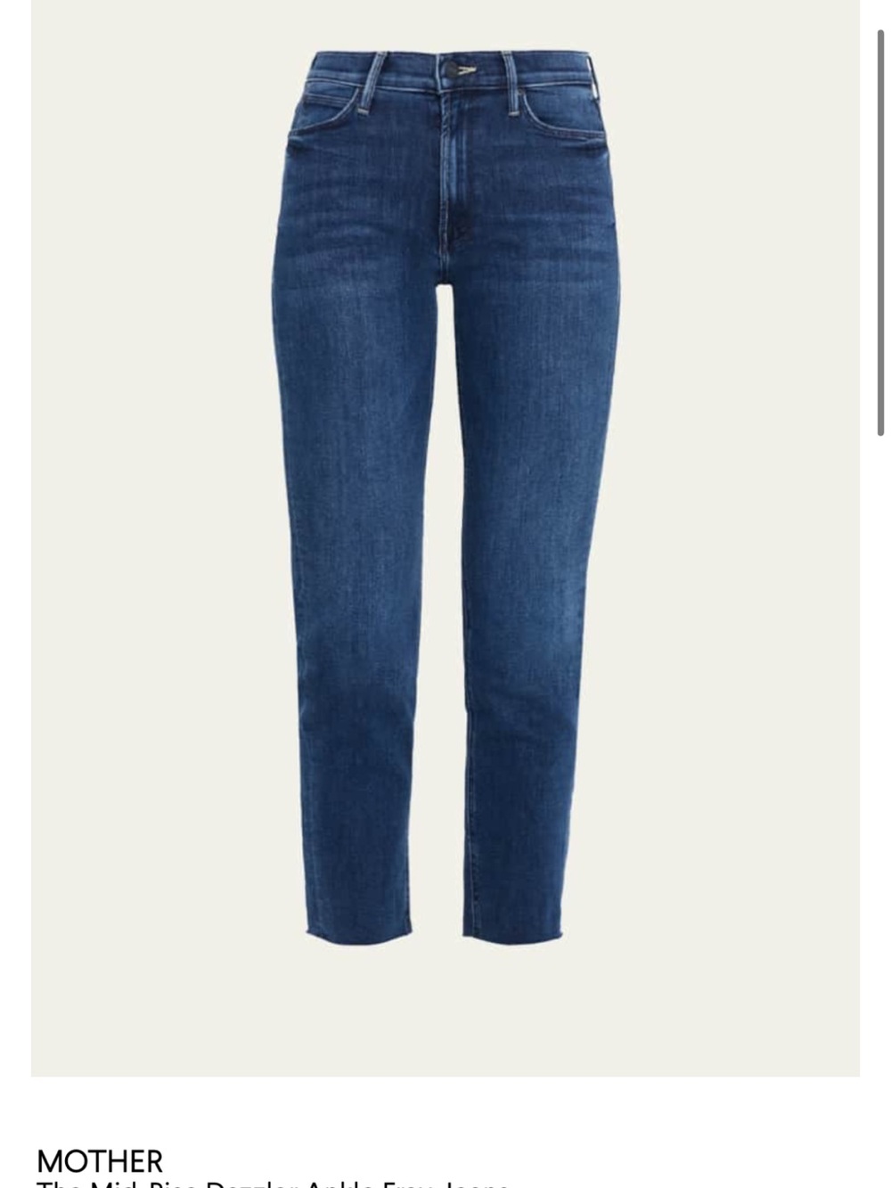 MOTHER Mid-Rise Dazzler Ankle Fray Jeans — Dark Blue size 23